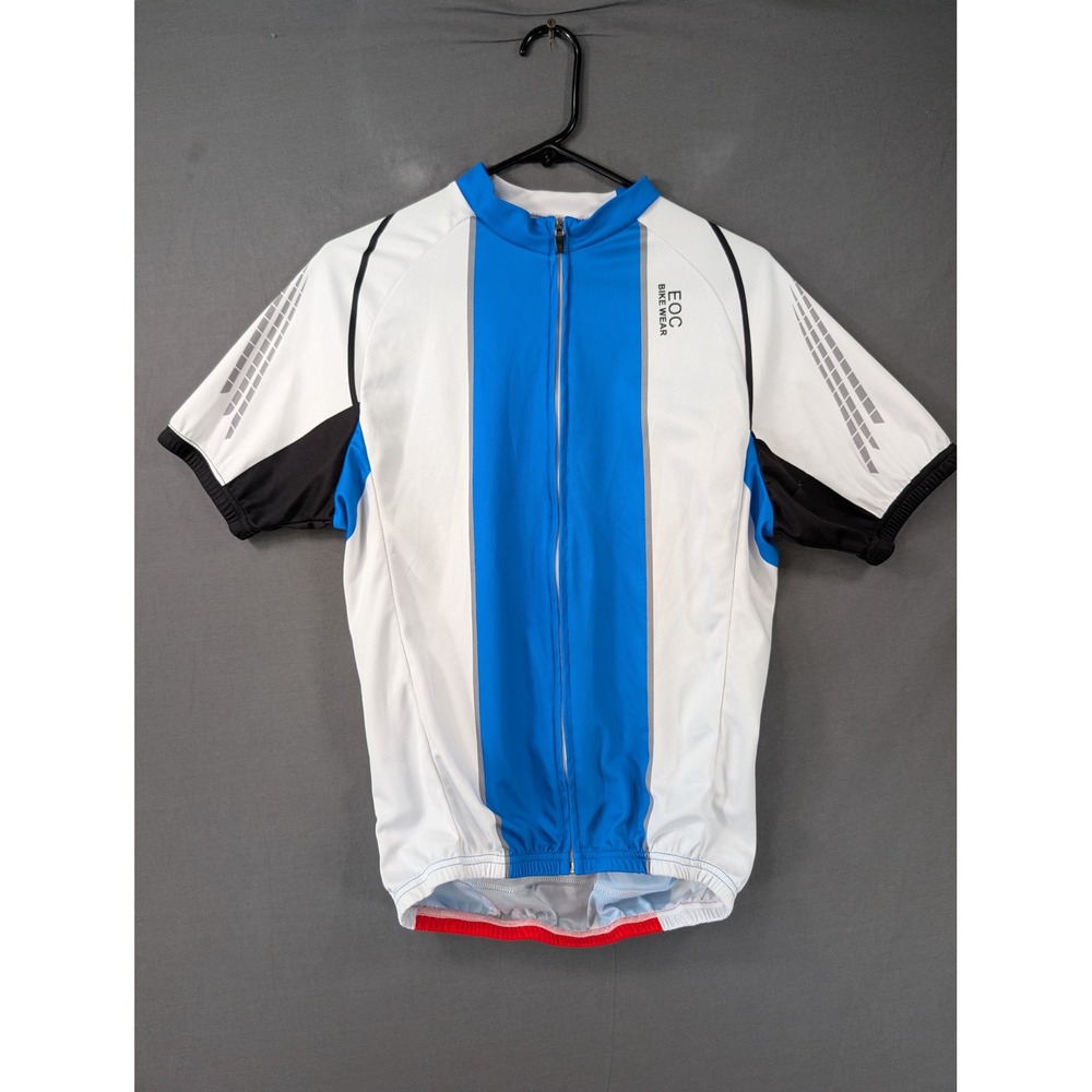 EOC Bike Wear Mens Cycling Jersey Blue White Black Full Zip XL